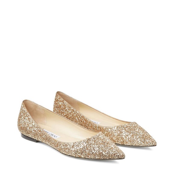 Jimmy Choo Alina Coarse Glitter Fabric Pointed Toe Flats - Picture 9 of 11